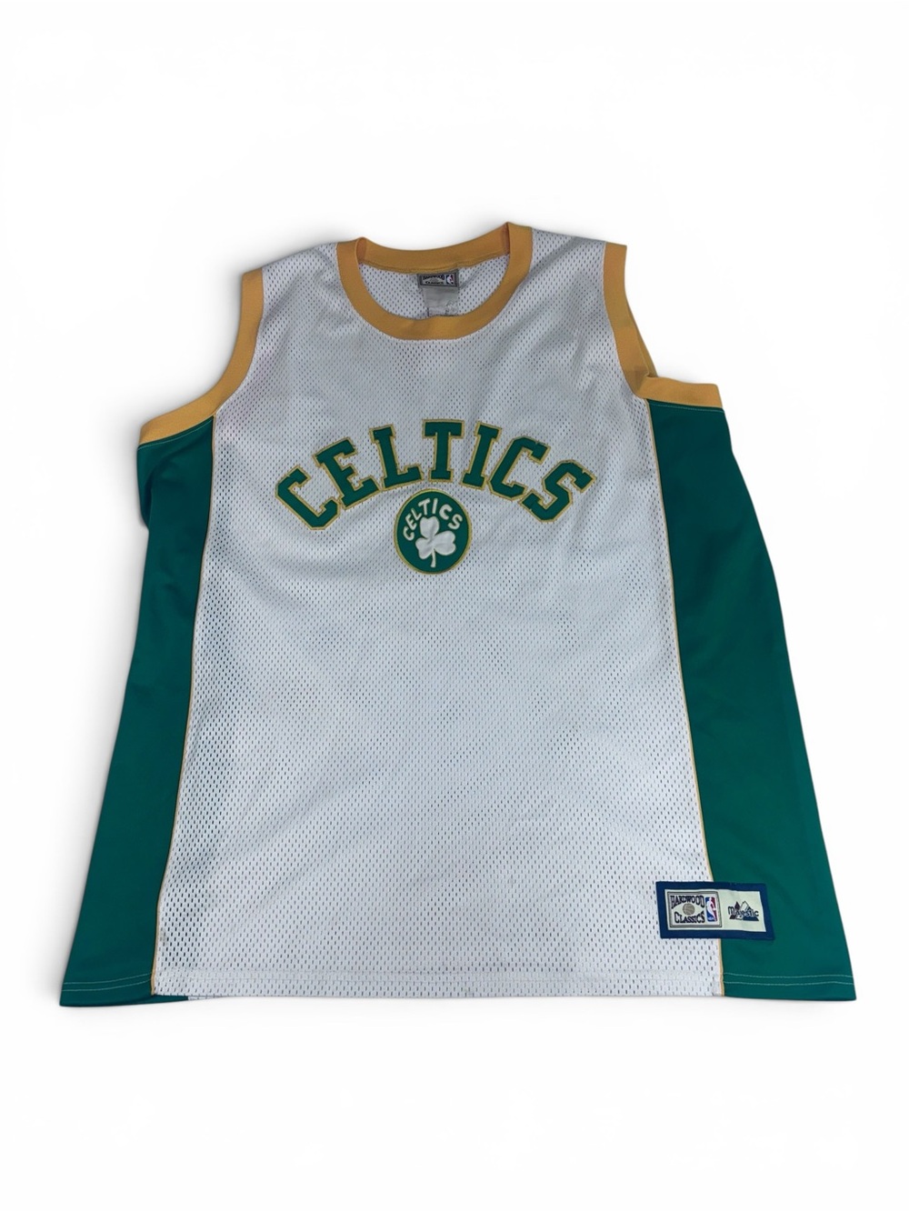 Vintage Boston Celtics Hardwood Classics Majestic Jersey White Green NBA XL